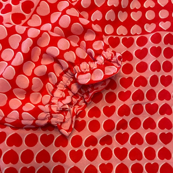 LOFT Red and Pink Heart Blouse - Picture 3 of 6